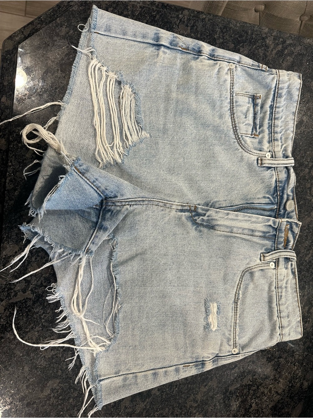 Blank NYC Light Blue Distressed High-Rise Denim Shorts